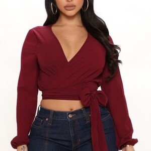 Cute burgundy wrap shirt